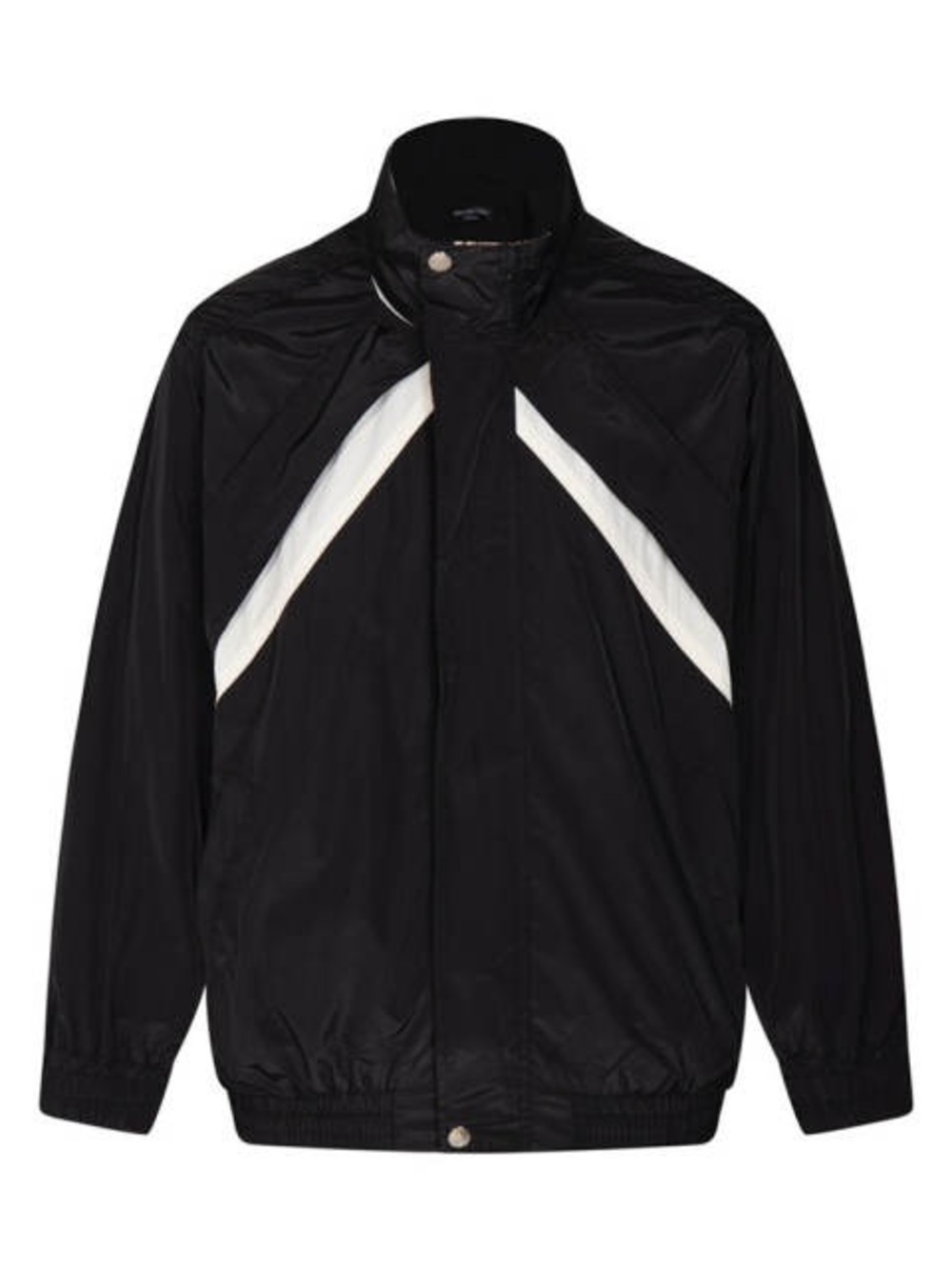 Belenciaga Men's Black Jacket with White Accent - Classic Windbreaker